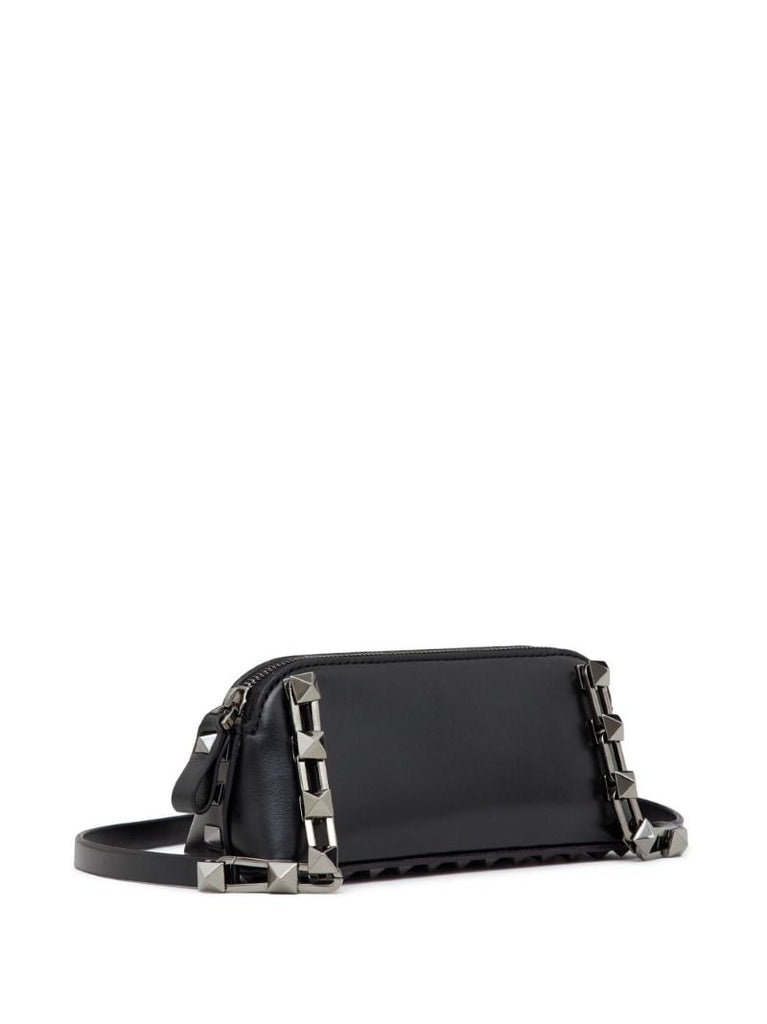 Black Rockstud Mini Leather Clutch Bag