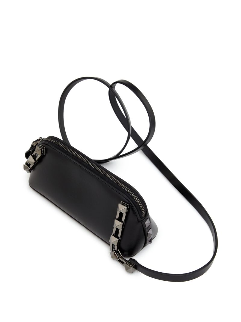 Black Rockstud Mini Leather Clutch Bag