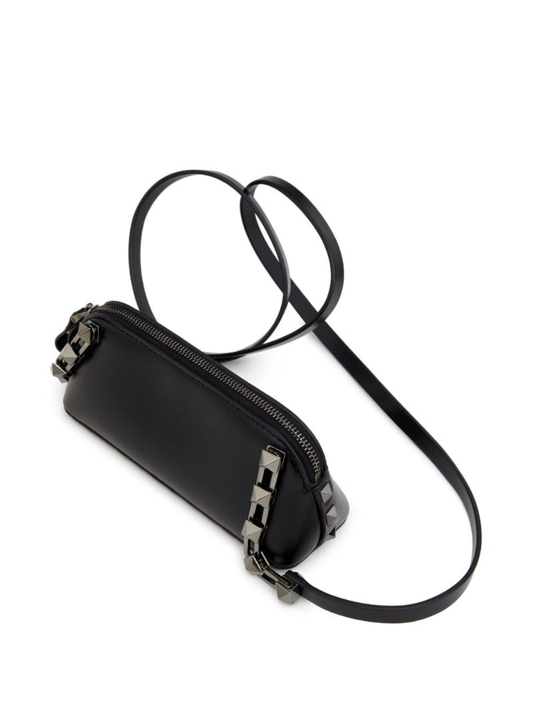 Black Rockstud Mini Leather Clutch Bag