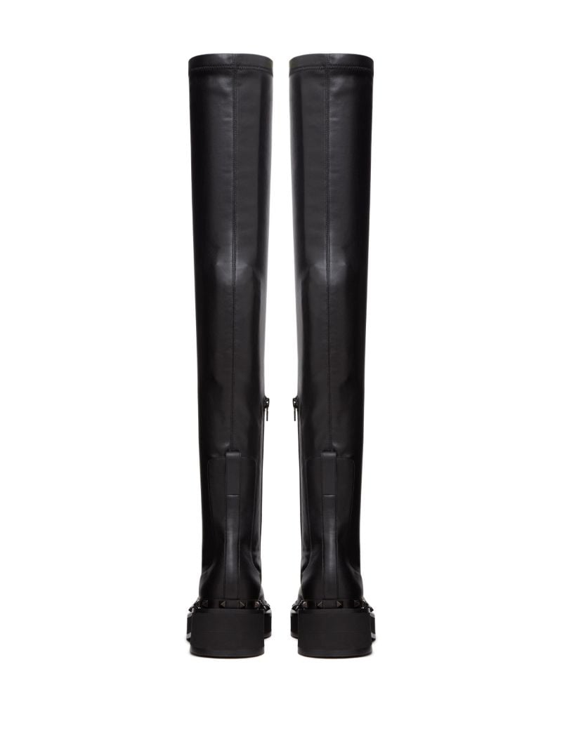 Black Rockstud Above-knee Leather Boots