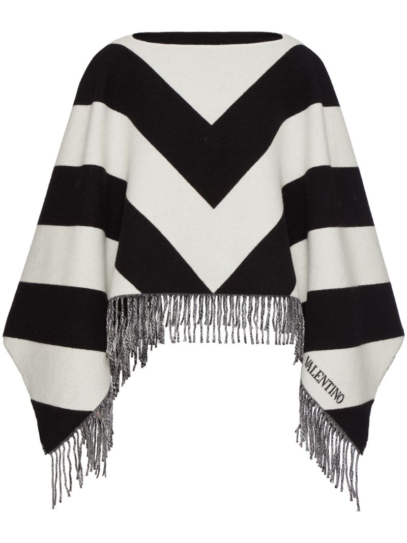 Black and White Cashmere Cape Jacket