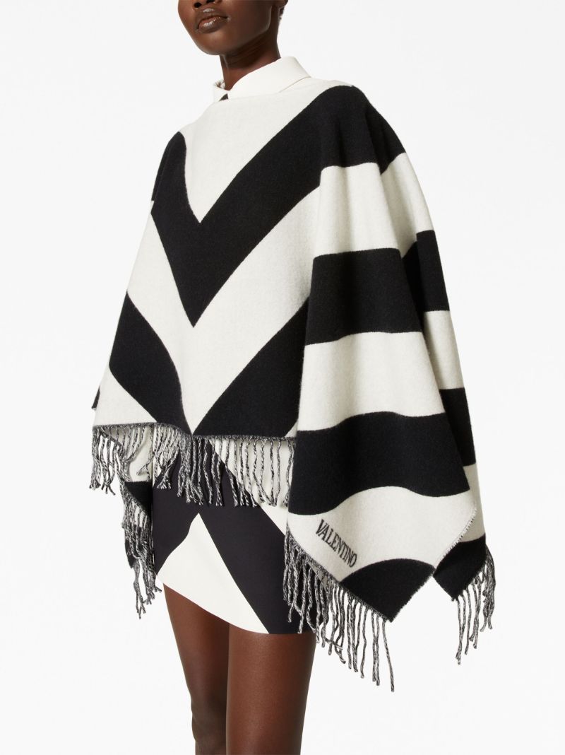 Black and White Cashmere Cape Jacket