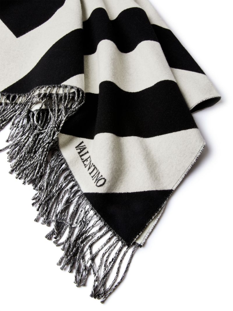 Black and White Cashmere Cape Jacket