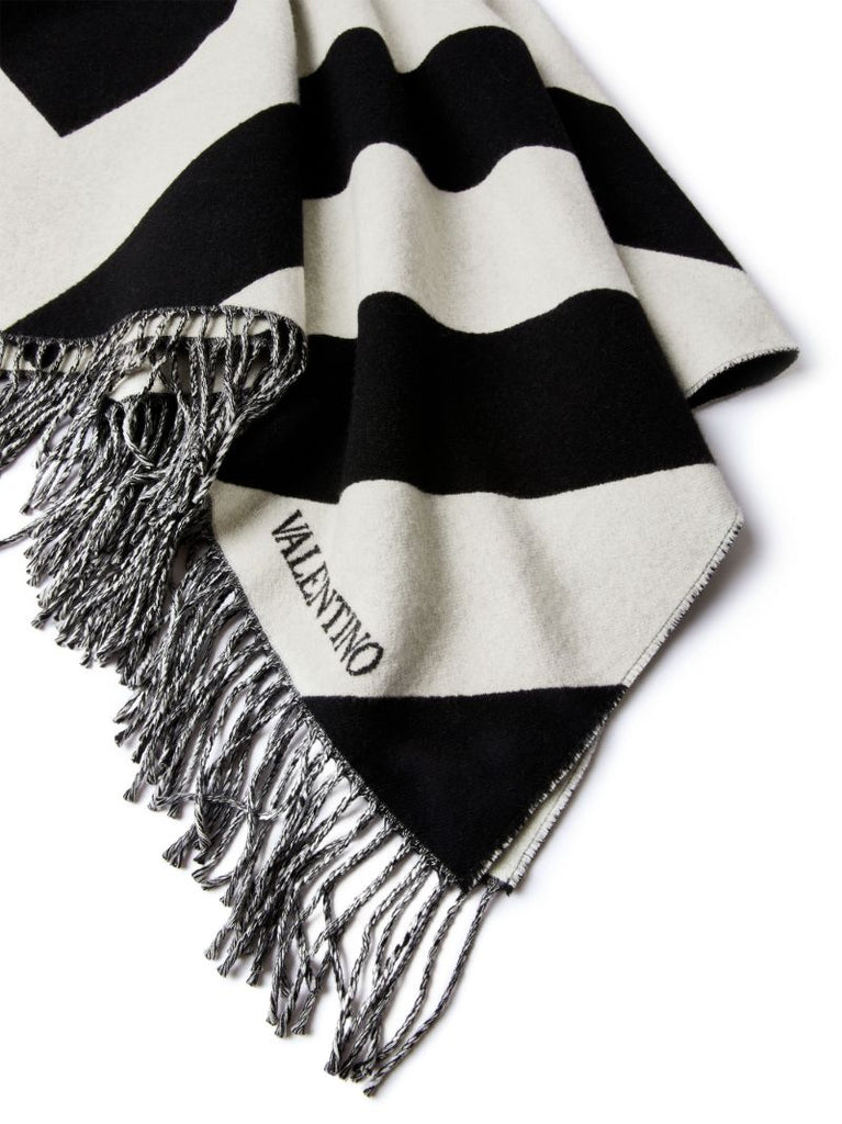 Black and White Cashmere Cape Jacket