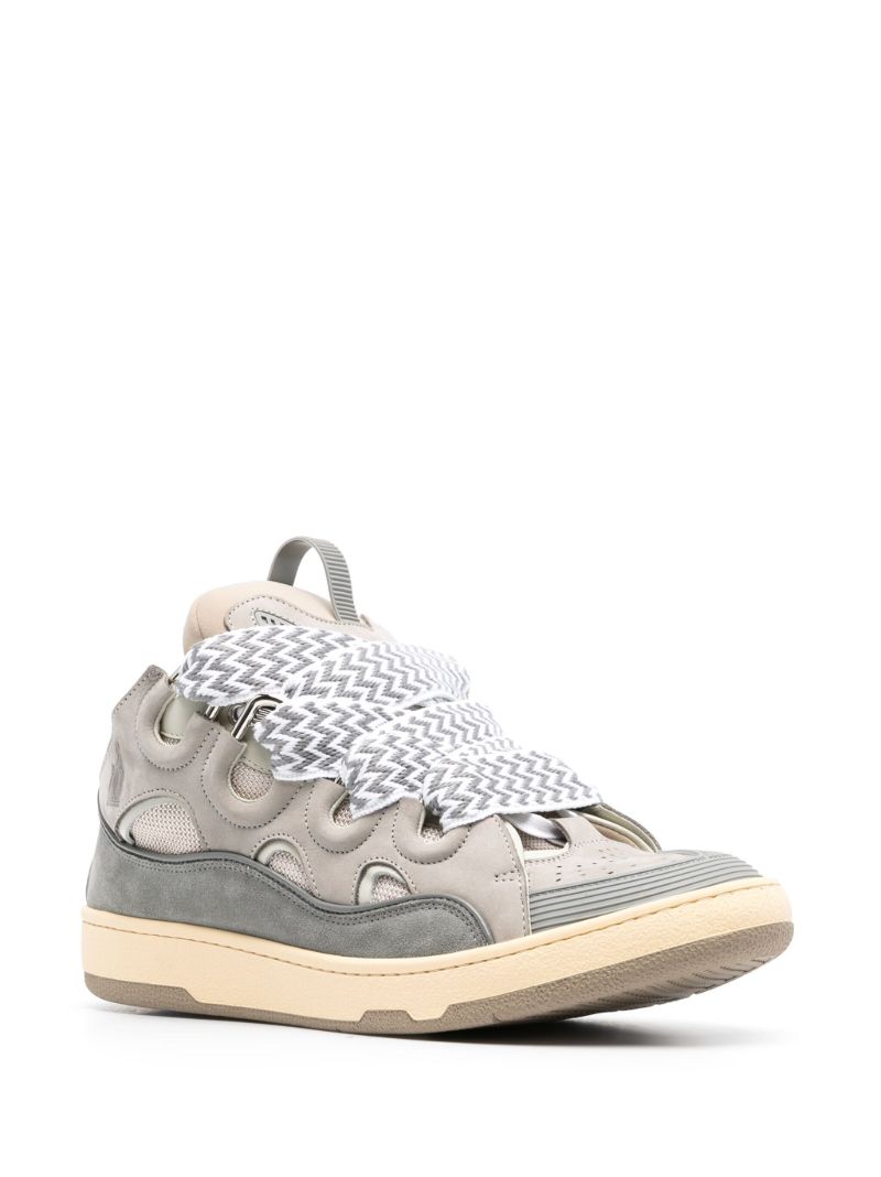 Grey Curb Leather Sneakers