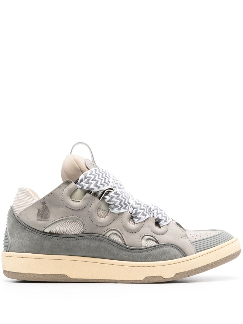 Grey Curb Leather Sneakers
