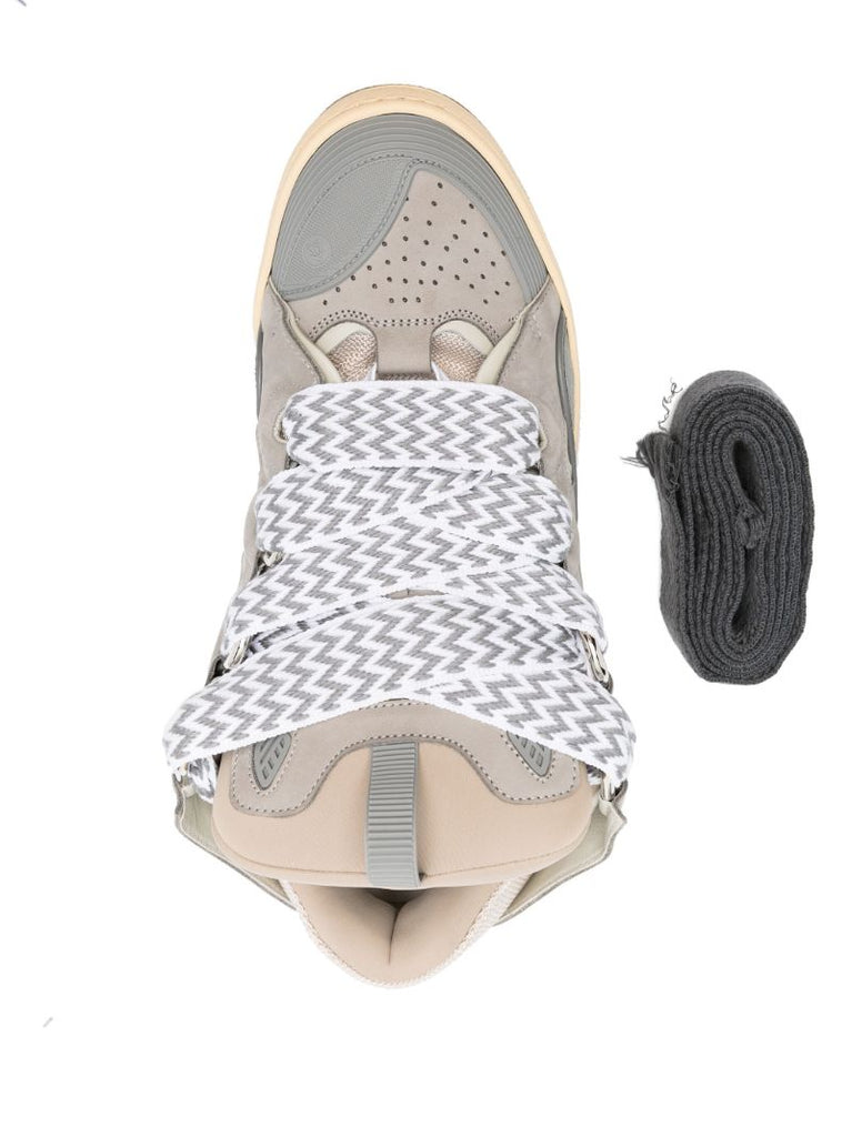 Grey Curb Leather Sneakers