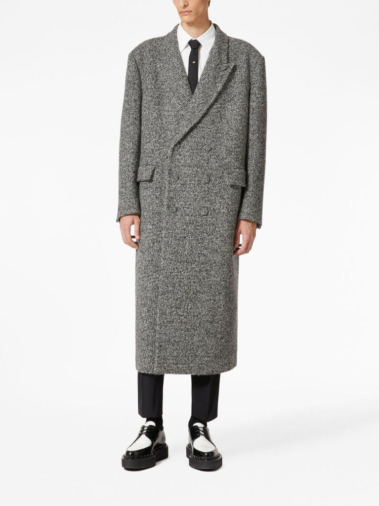 Grey Double-breasted Wool Coat
