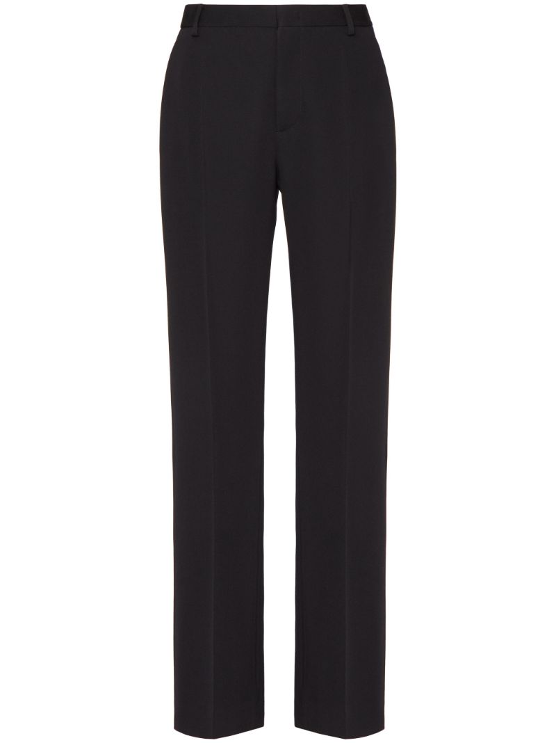 Black Wool Straight-leg Trousers