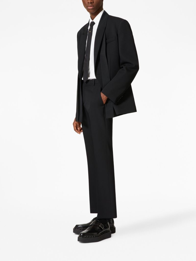 Black Wool Straight-leg Trousers
