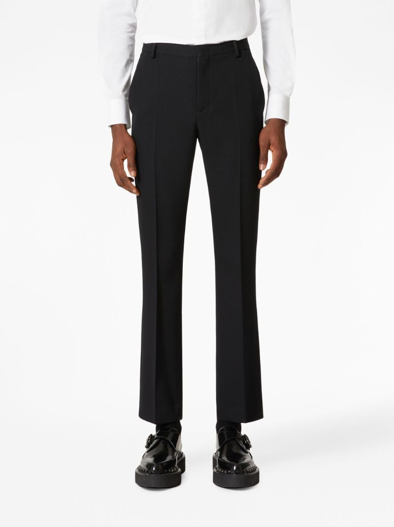 Black Wool Straight-leg Trousers