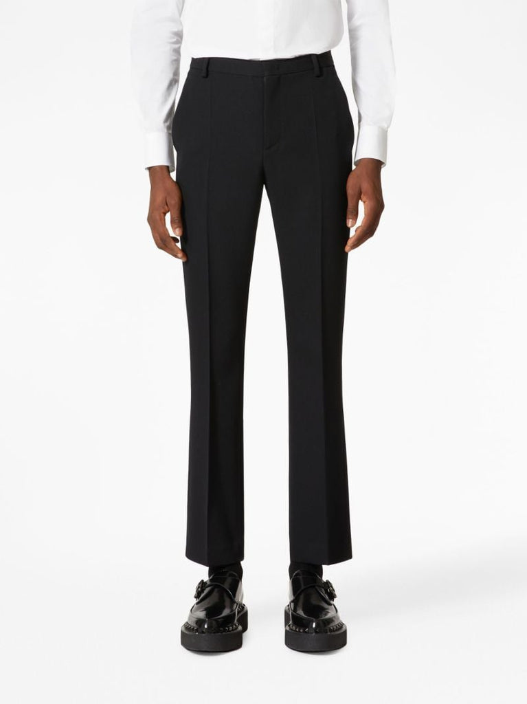 Black Wool Straight-leg Trousers