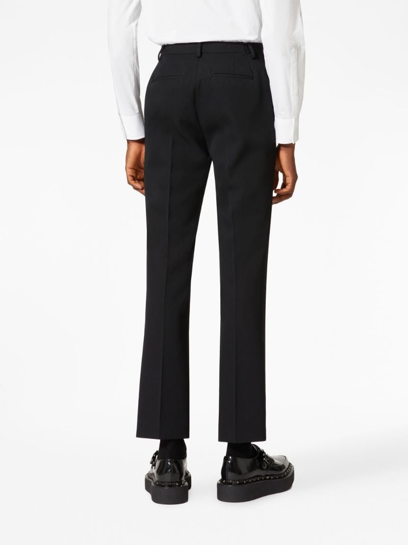 Black Wool Straight-leg Trousers