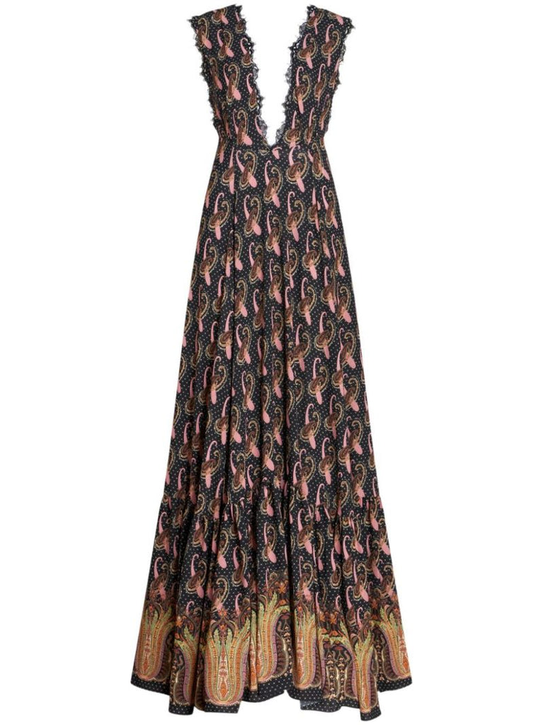 Blue Paisley-print Gown