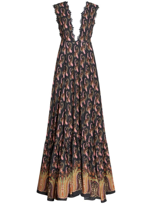 Blue Paisley-print Gown