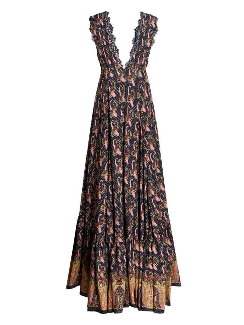 Blue Paisley-print Gown