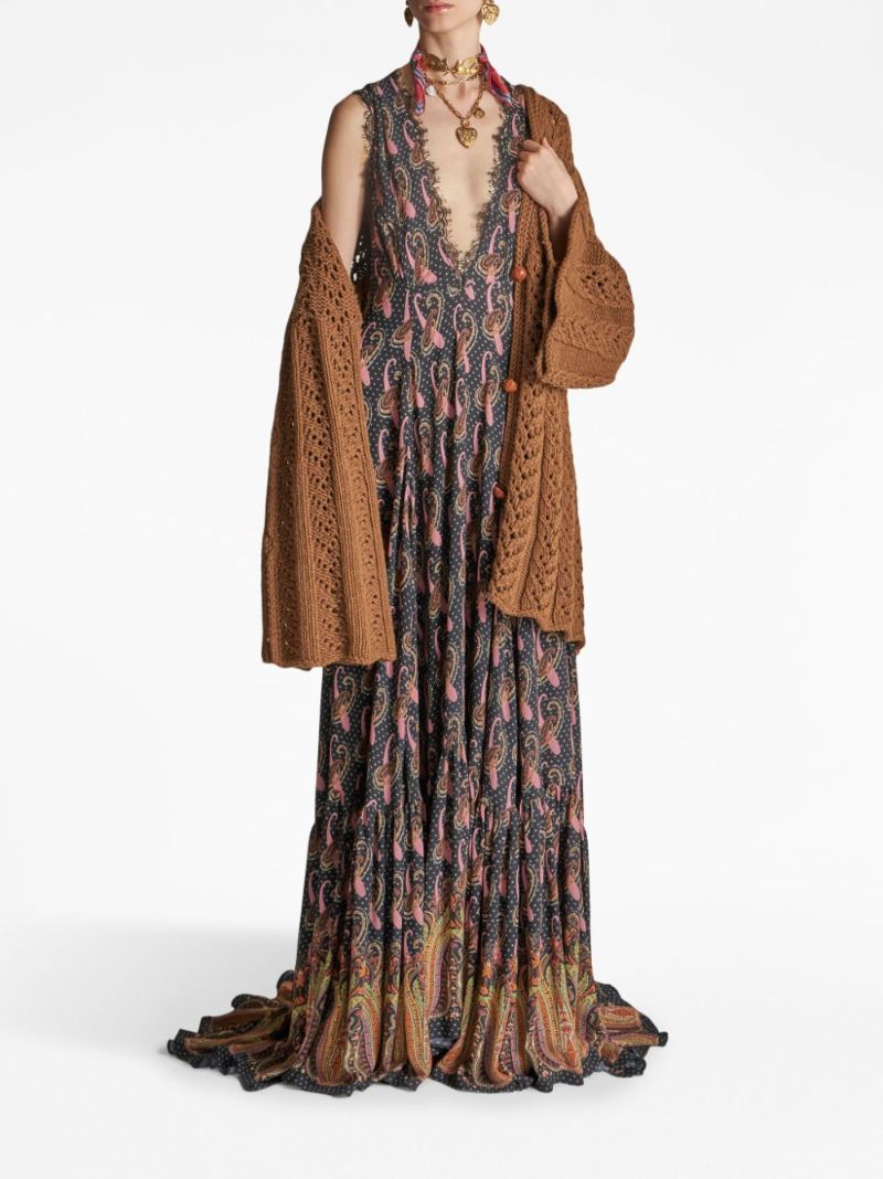 Blue Paisley-print Gown