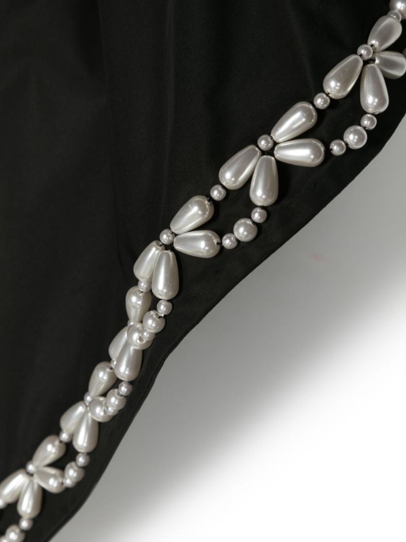 Black Faux Pearl-embellished Scarf