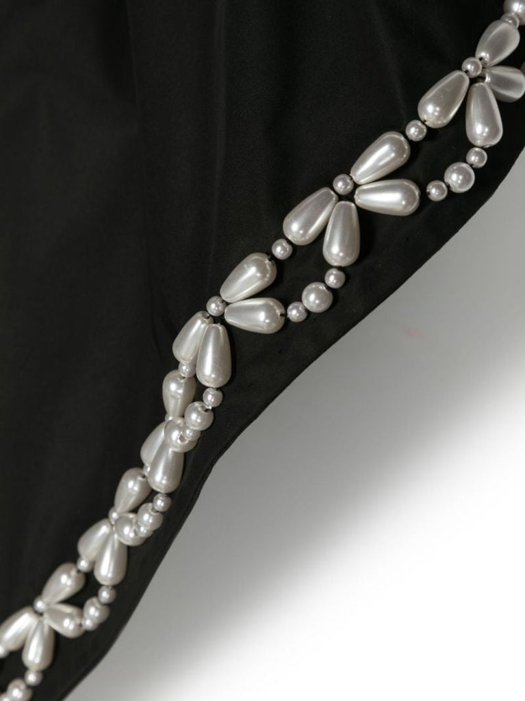 Black Faux Pearl-embellished Scarf