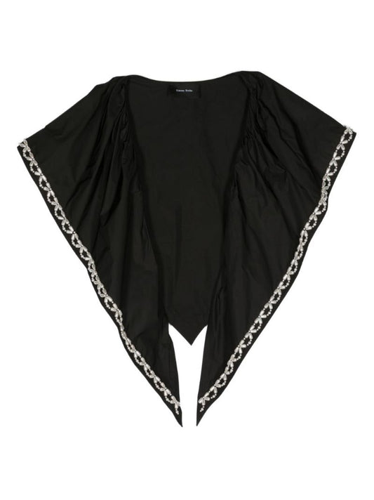 Black Faux Pearl-embellished Scarf
