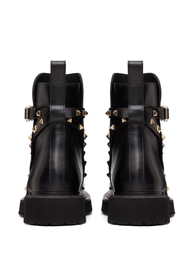 Black Rockstud Leather Ankle Boots