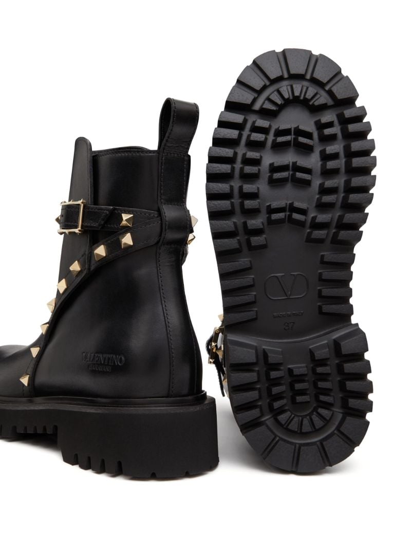 Black Rockstud Leather Ankle Boots