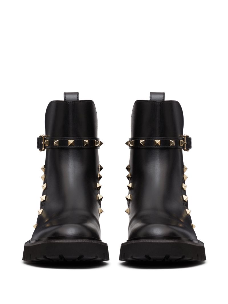 Black Rockstud Leather Ankle Boots