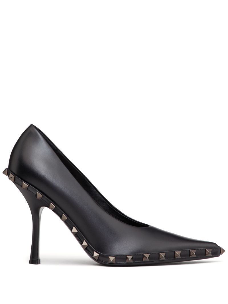Black Rockstud 100mm Leather Pumps