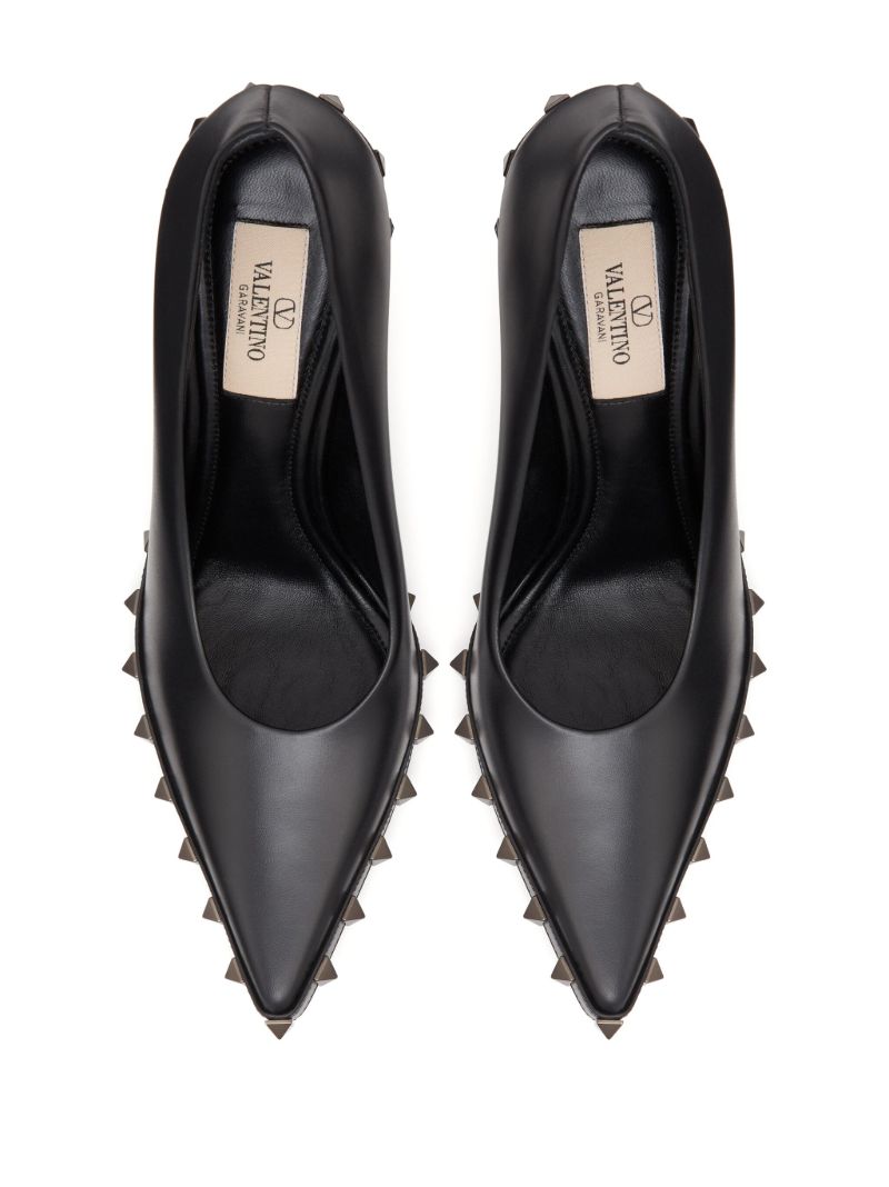 Black Rockstud 100mm Leather Pumps