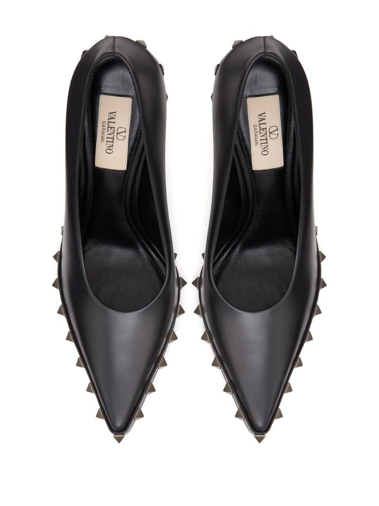 Black Rockstud 100mm Leather Pumps