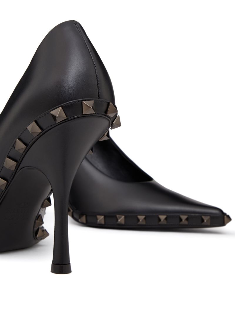 Black Rockstud 100mm Leather Pumps