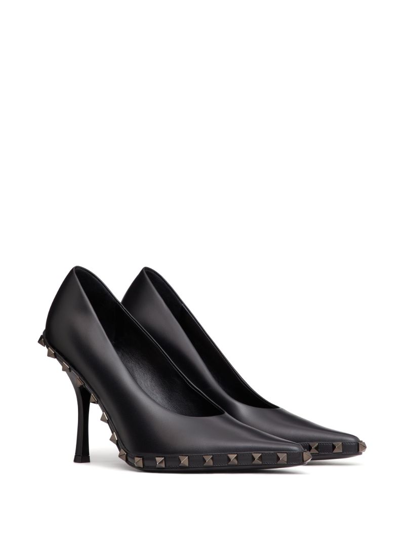 Black Rockstud 100mm Leather Pumps