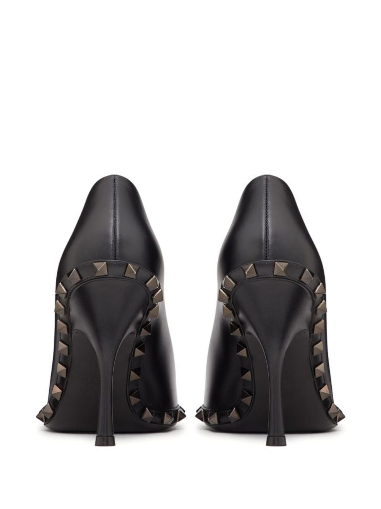 Black Rockstud 100mm Leather Pumps