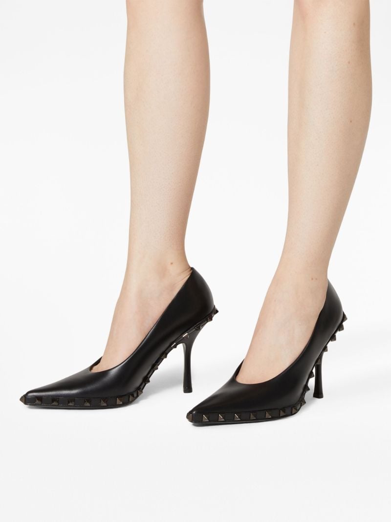 Black Rockstud 100mm Leather Pumps