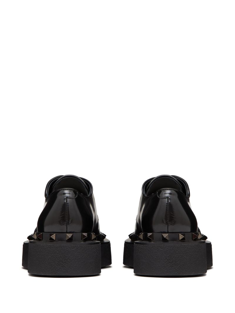 Black Rockstud Lace-up Leather Shoes