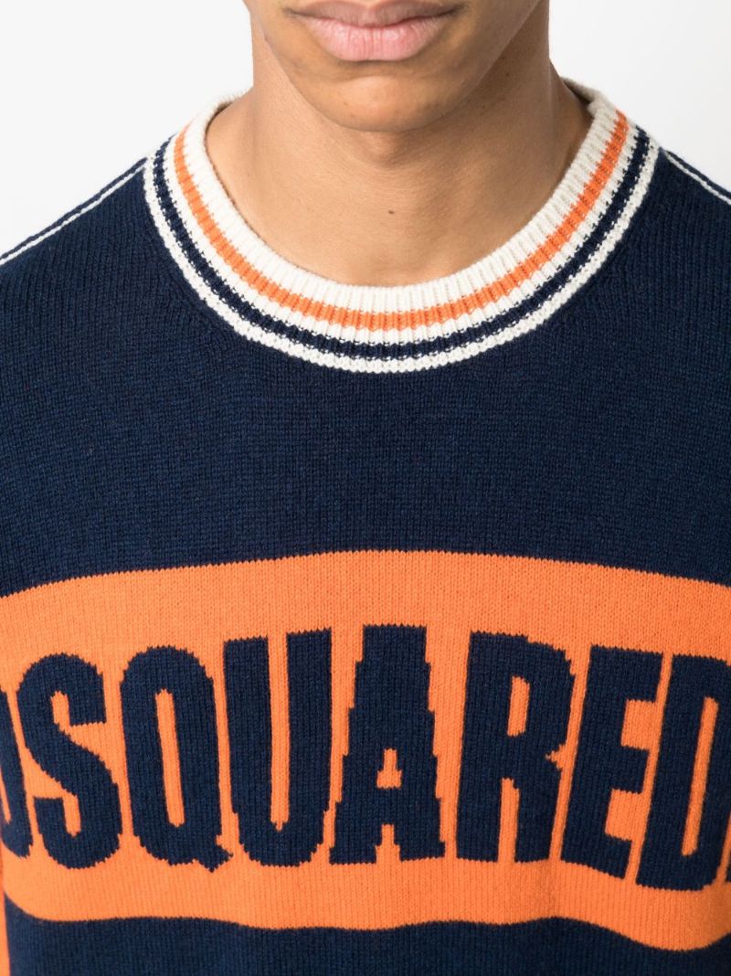 Blue Logo-intarsia Sweater