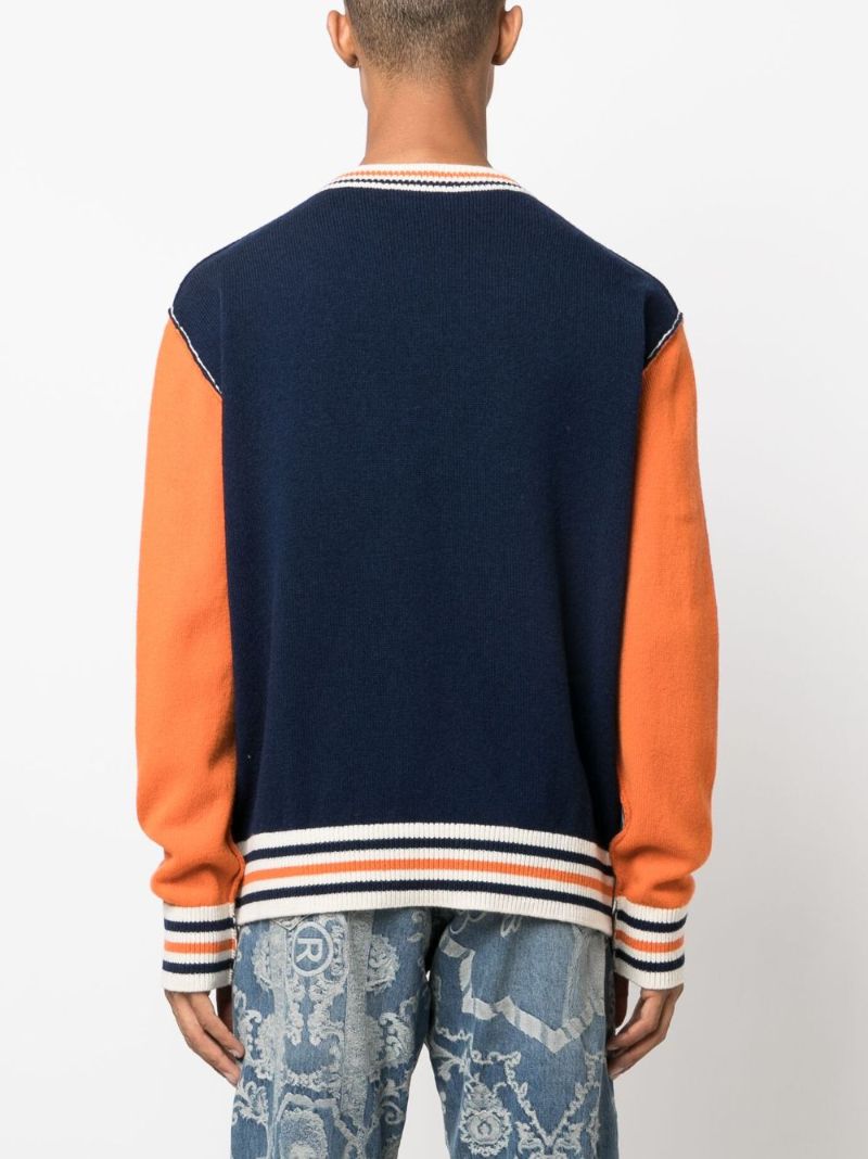 Blue Logo-intarsia Sweater