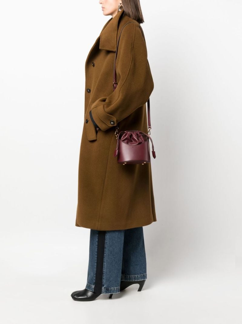 Red Mini Saturno Leather Bucket Bag