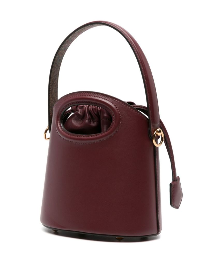 Red Mini Saturno Leather Bucket Bag