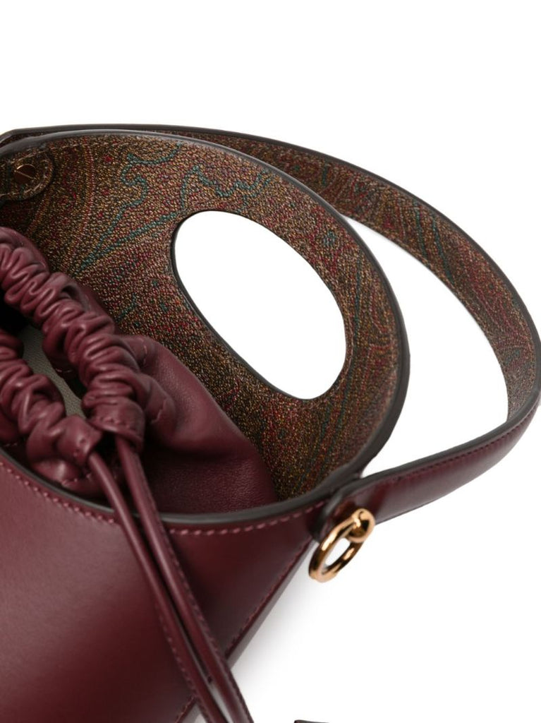 Red Mini Saturno Leather Bucket Bag