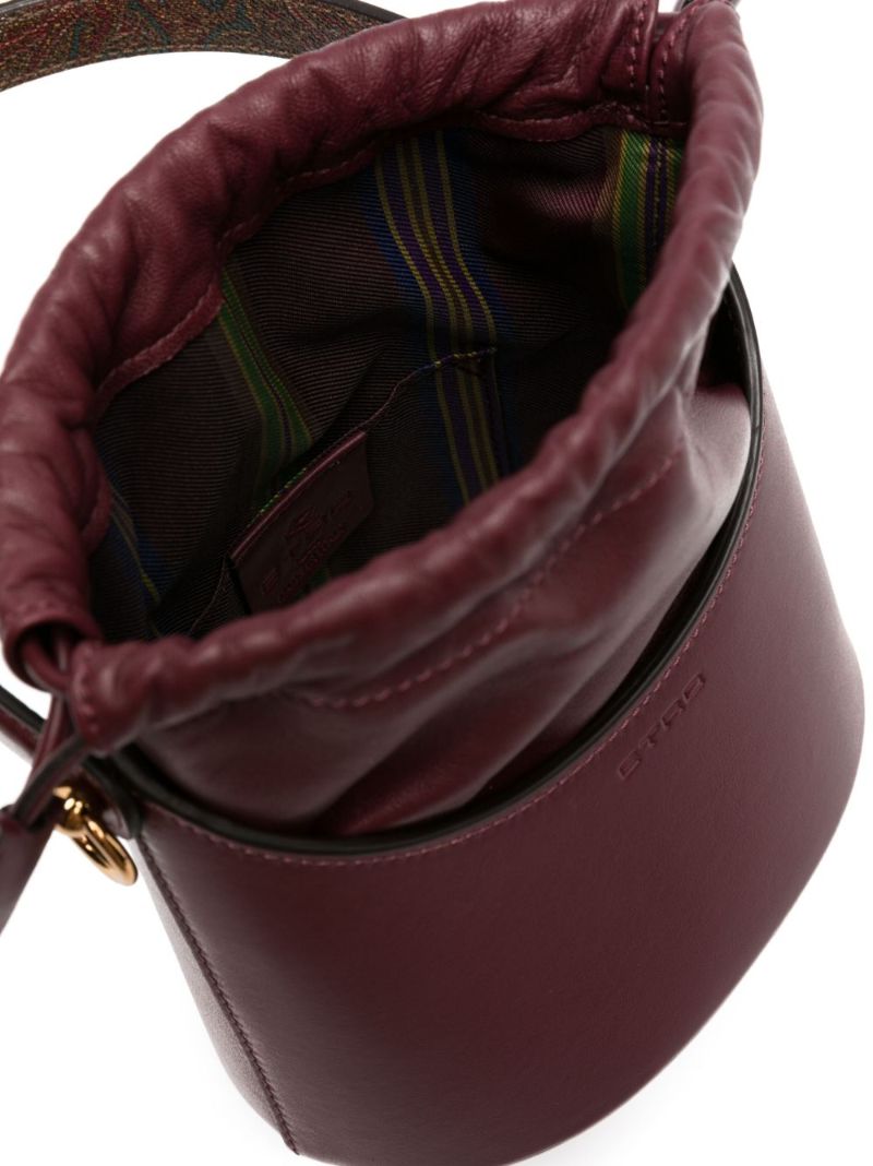 Red Mini Saturno Leather Bucket Bag