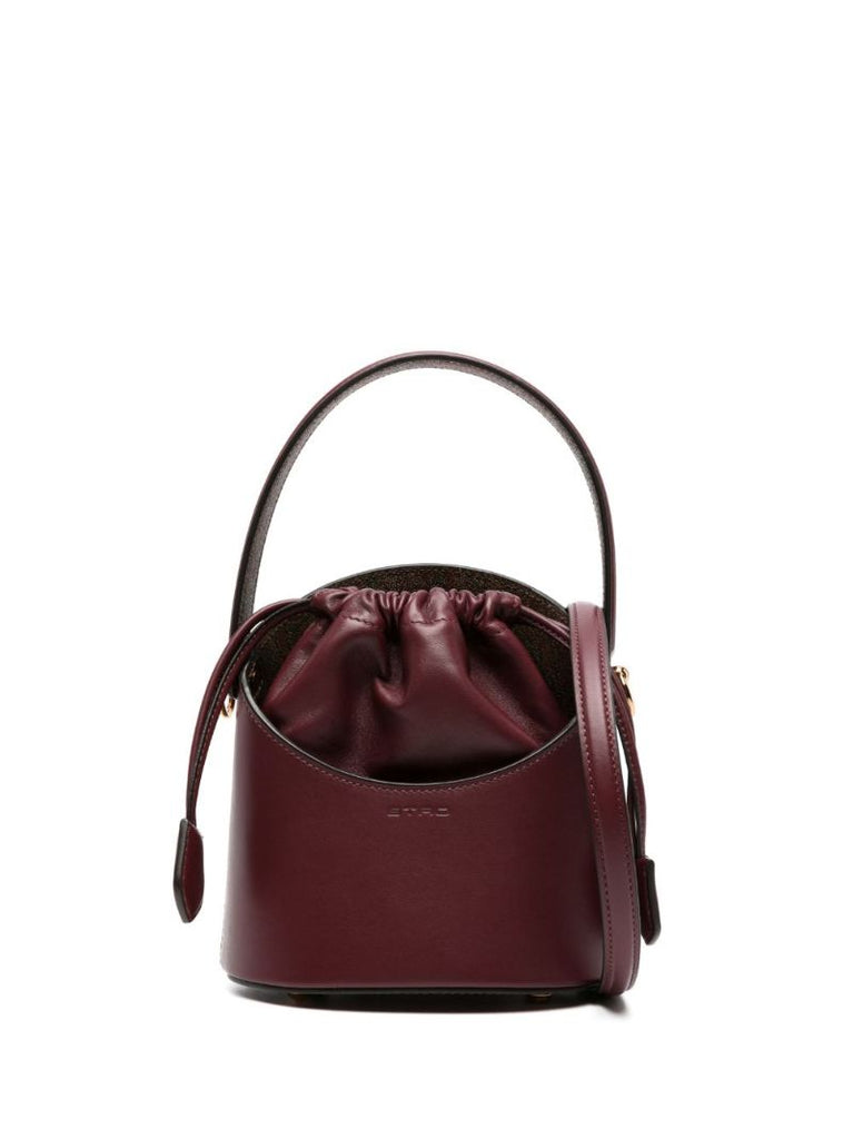 Red Mini Saturno Leather Bucket Bag