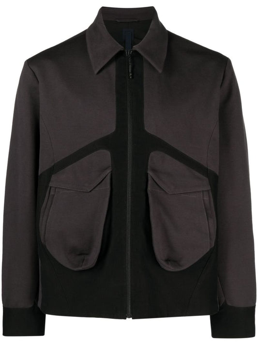 Grey Bias Panelled Cotton Jacket