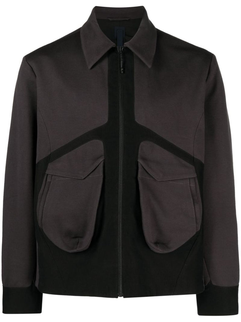 Grey Bias Panelled Cotton Jacket