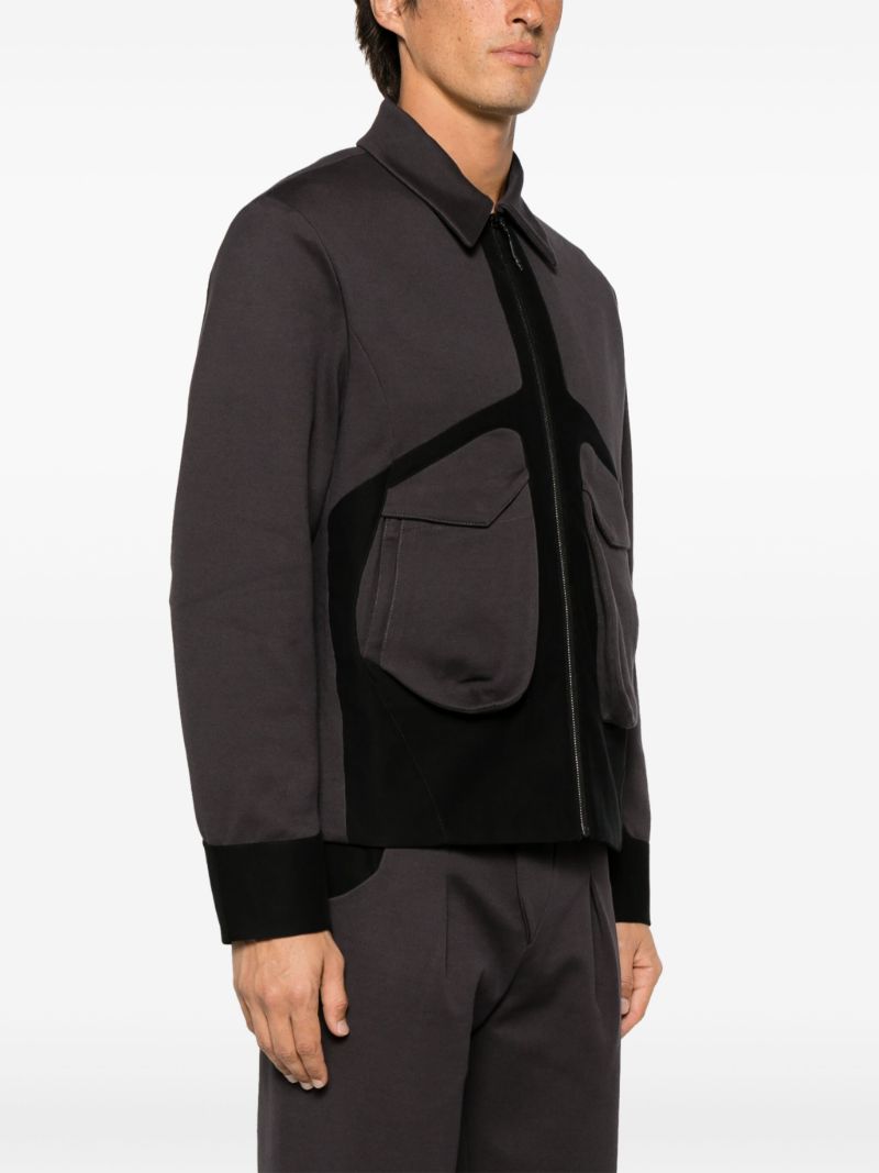 Grey Bias Panelled Cotton Jacket