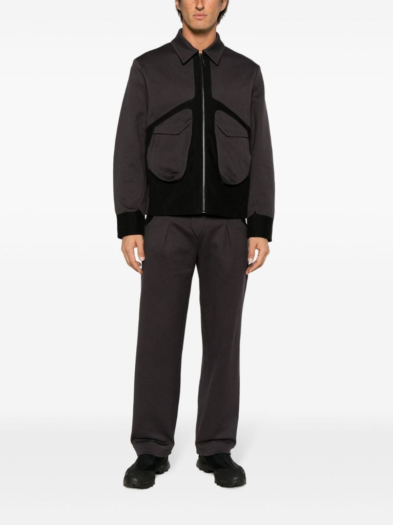 Grey Bias Panelled Cotton Jacket