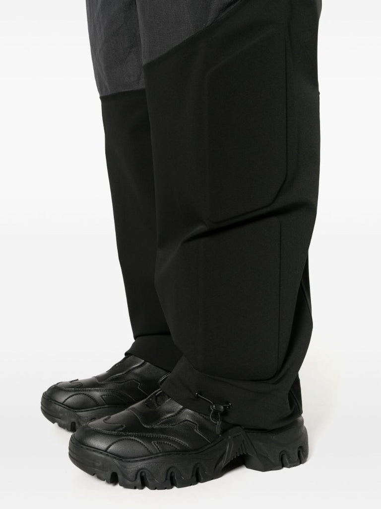 Black Panelled Tapered Trousers
