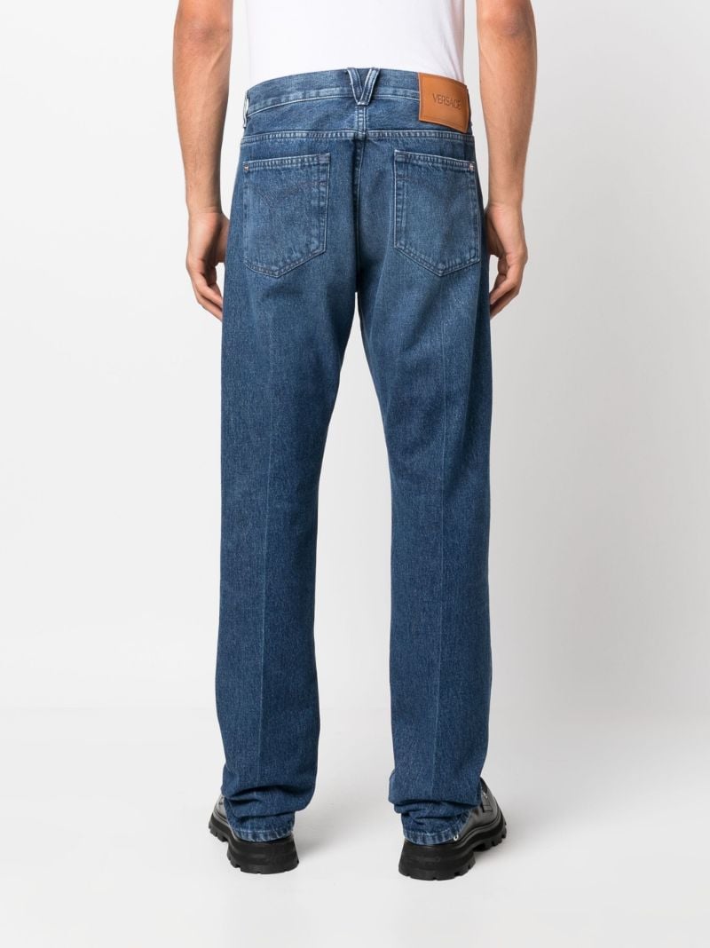 Blue Medusa-plaque Straight-leg Jeans