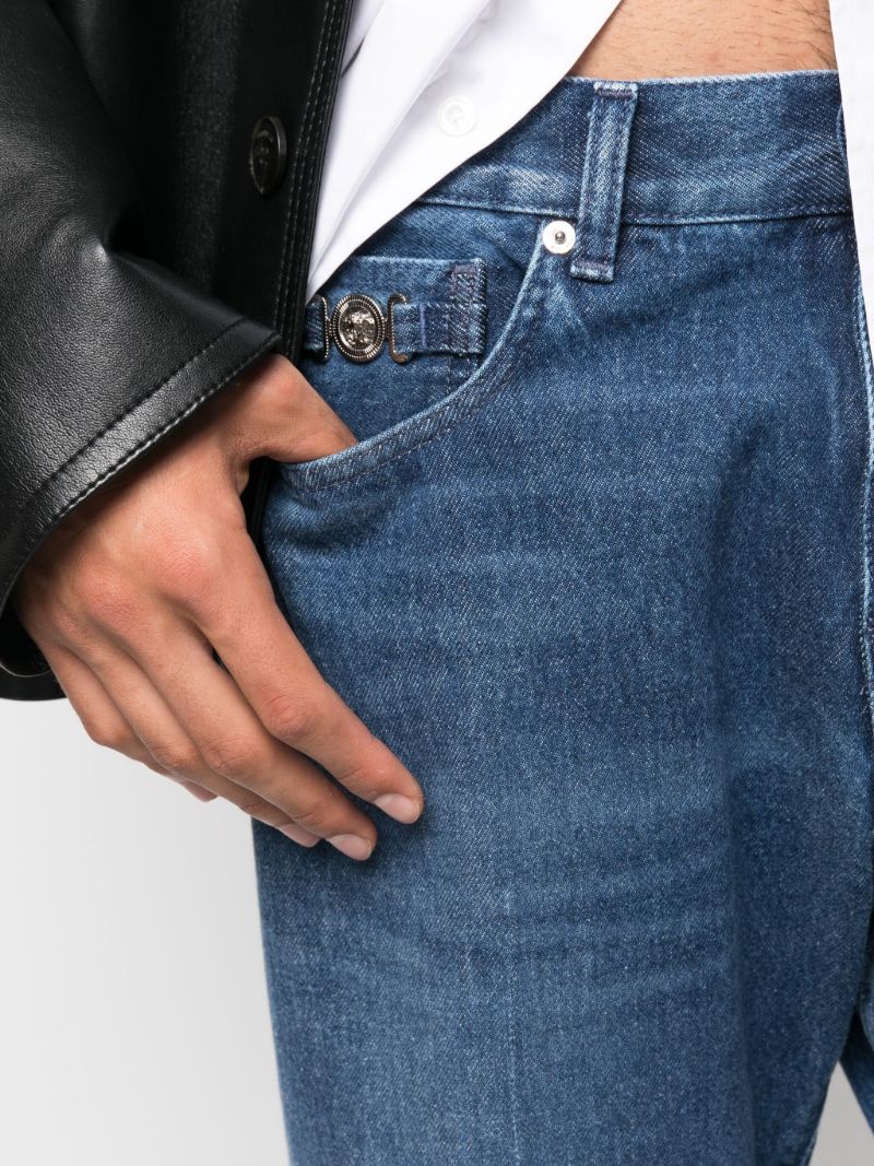 Blue Medusa-plaque Straight-leg Jeans