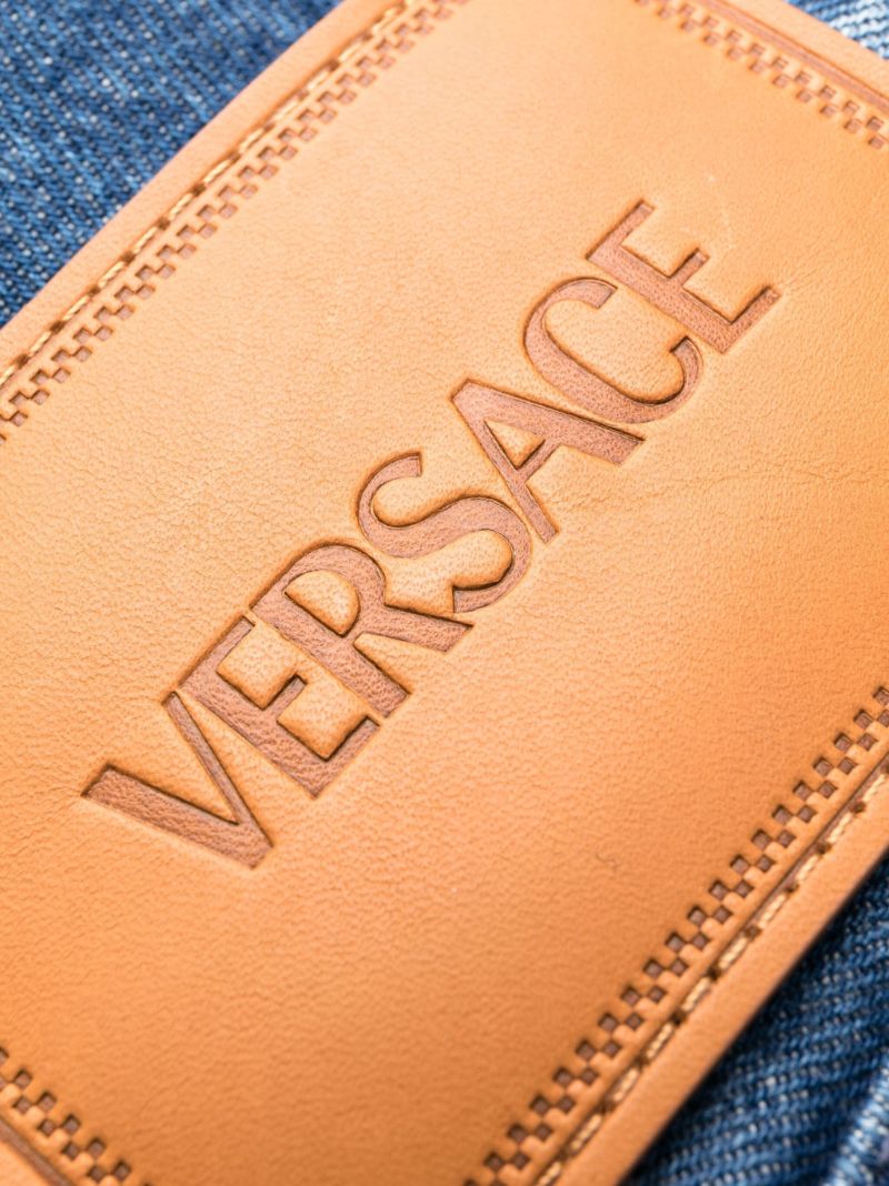 Blue Medusa-plaque Straight-leg Jeans